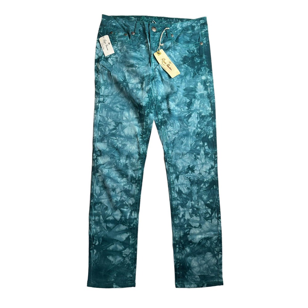NEW Royal Premium Womens Turquoise Tie Dye Ankle Skinny Leg Jeans Blue Size 6